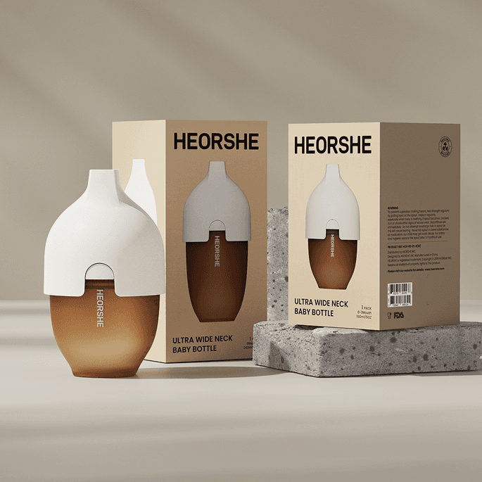 Бутылочка силиконовая для детей с соской HEORSHE 240ml, White