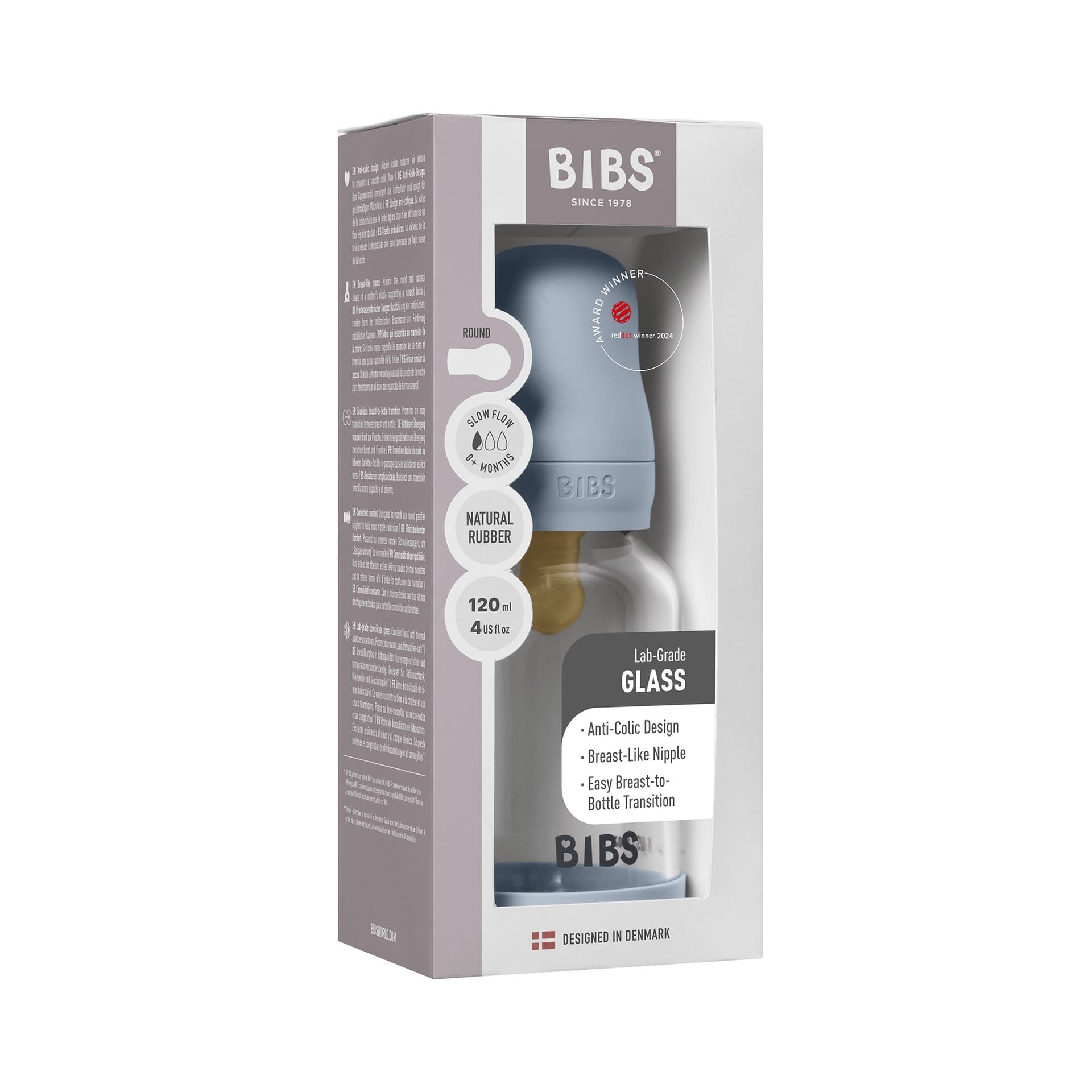 Стеклянная бутылочка BIBS - Baby Blue, 120 мл 5