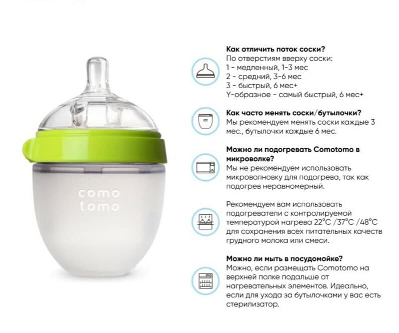 Бутылочка для кормления Comotomo, цвет Зеленый 5