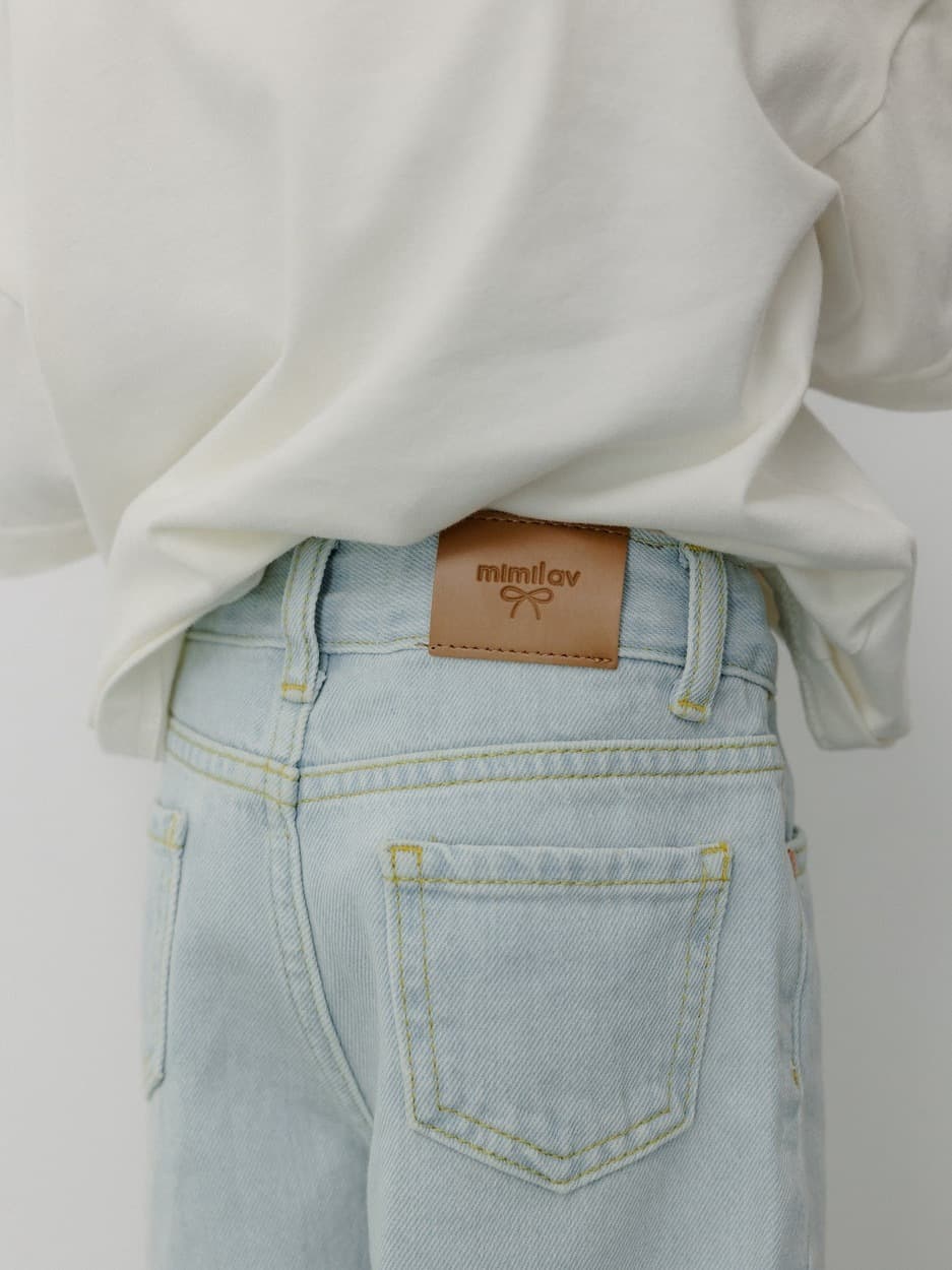 Джинсы Wide Leg, Голубой 5